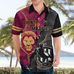 Personalised Collingwood And Lions Football Hawaiian Shirt Grand Final Magpies Brisbane Together