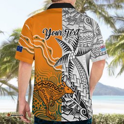 Personalised Fiji Australia Rugby Hawaiian Shirt World Cup Polynesia Tapa Mixed Indigenous Aboriginal