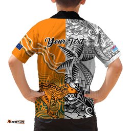 Personalised Fiji Australia Rugby Hawaiian Shirt World Cup Polynesia Tapa Mixed Indigenous Aboriginal
