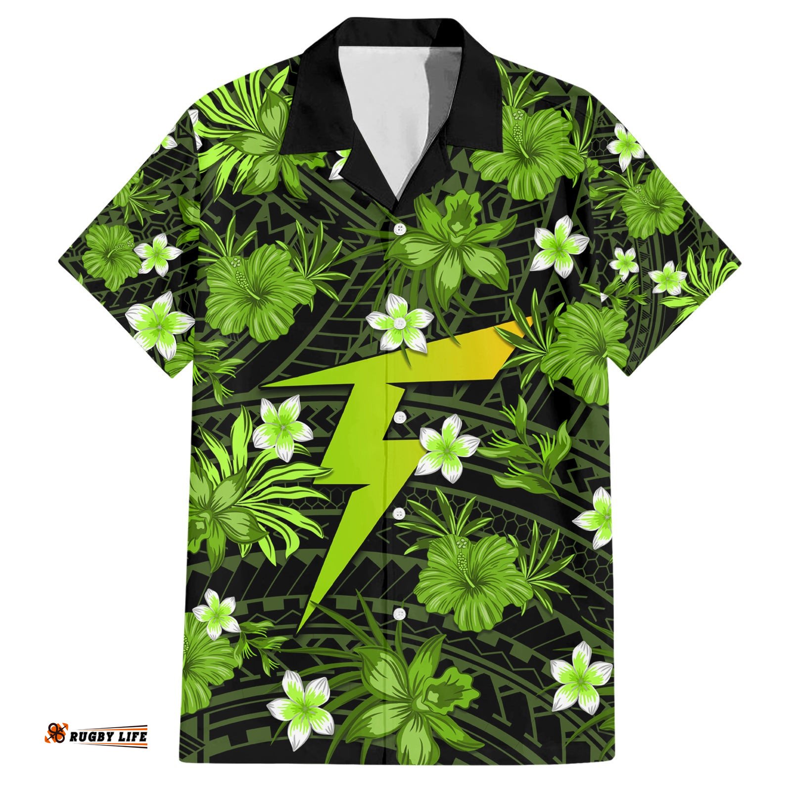Australian Thunder Cricket Hawaiian Shirt Baeuty Pacific Hibiscus and Polynesian Pattern