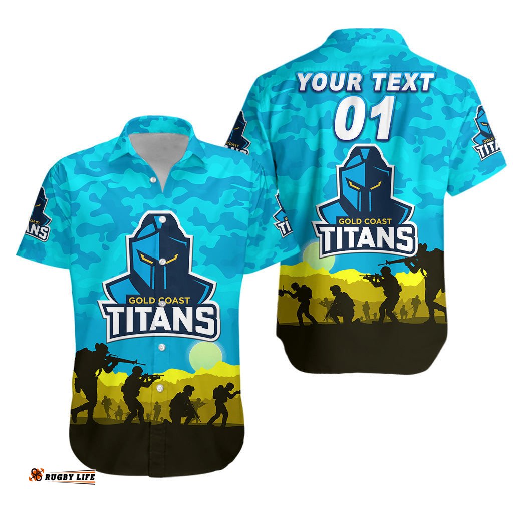 Custom Personalised Gold Coast Titans ANZAC Hawaiian Shirt Simple Style