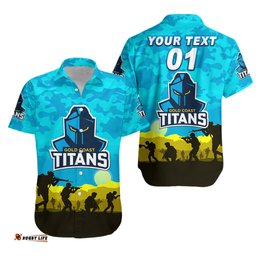Custom Personalised Gold Coast Titans ANZAC Hawaiian Shirt Simple Style