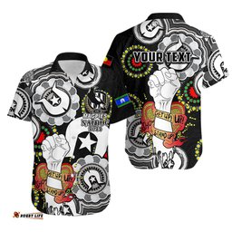 Custom Personalised Magpies Australian Football Hawaiian Shirt NAIDOC Week Let's Fight Together