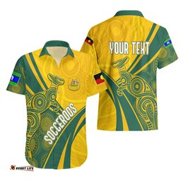 Personalised Australia Soccer Socceroos Indigenous Hawaiian Shirt World Cup