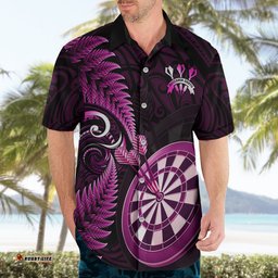 Personalised New Zealand Darts Hawaiian Shirt Happiness Is A Tight Threesome Maori Pink