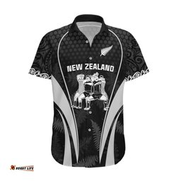 Custom New Zealand Aotearoa Rugby Hawaiian Shirt Haka Dance Mixed Silver Fern Sporty Style
