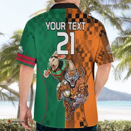 Custom Wests Tigers and Rabbitohs Rugby Hawaiian Shirt Sporty Style