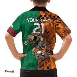 Custom Wests Tigers and Rabbitohs Rugby Hawaiian Shirt Sporty Style