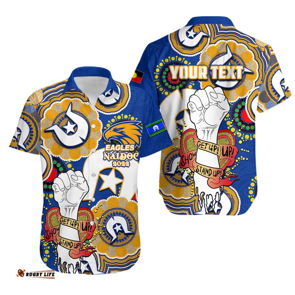 Custom Personalised Eagles Australian Football Hawaiian Shirt NAIDOC Week Let's Fight Together