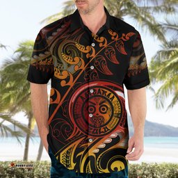 New Zealand Hawaiian Shirt Aotearoa Wisdom Face Maori Fern Tattoo Arty