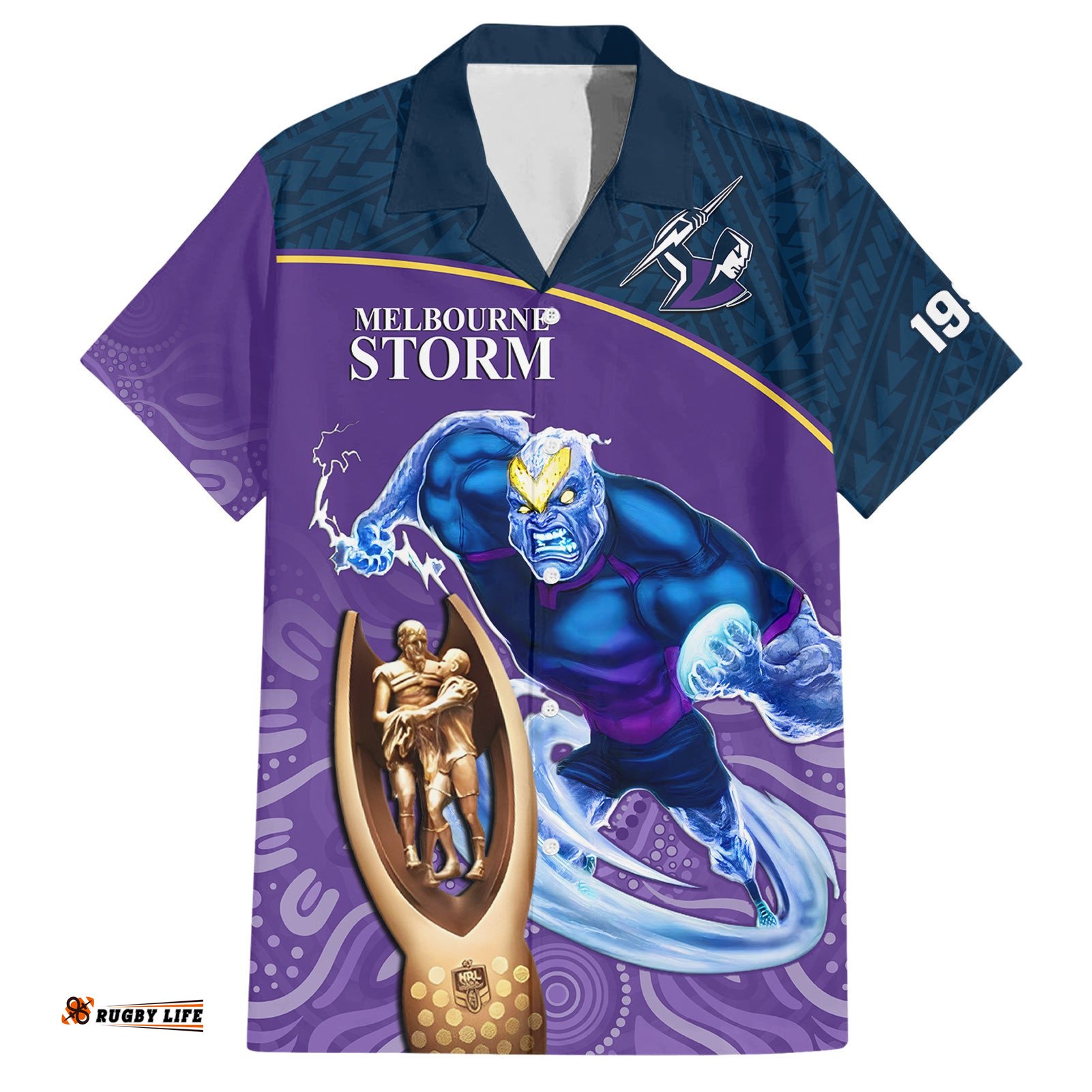 Storm Rugby Hawaiian Shirt Go Champions Mascot With Polynesian Indigenous Art