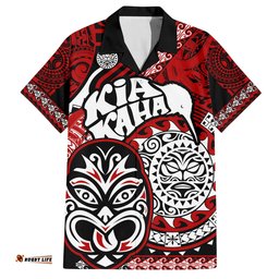 Te Reo Maori New Zealand Hawaiian Shirt Aotearoa Kia Haka Maori Tribal Tattoo Red Style