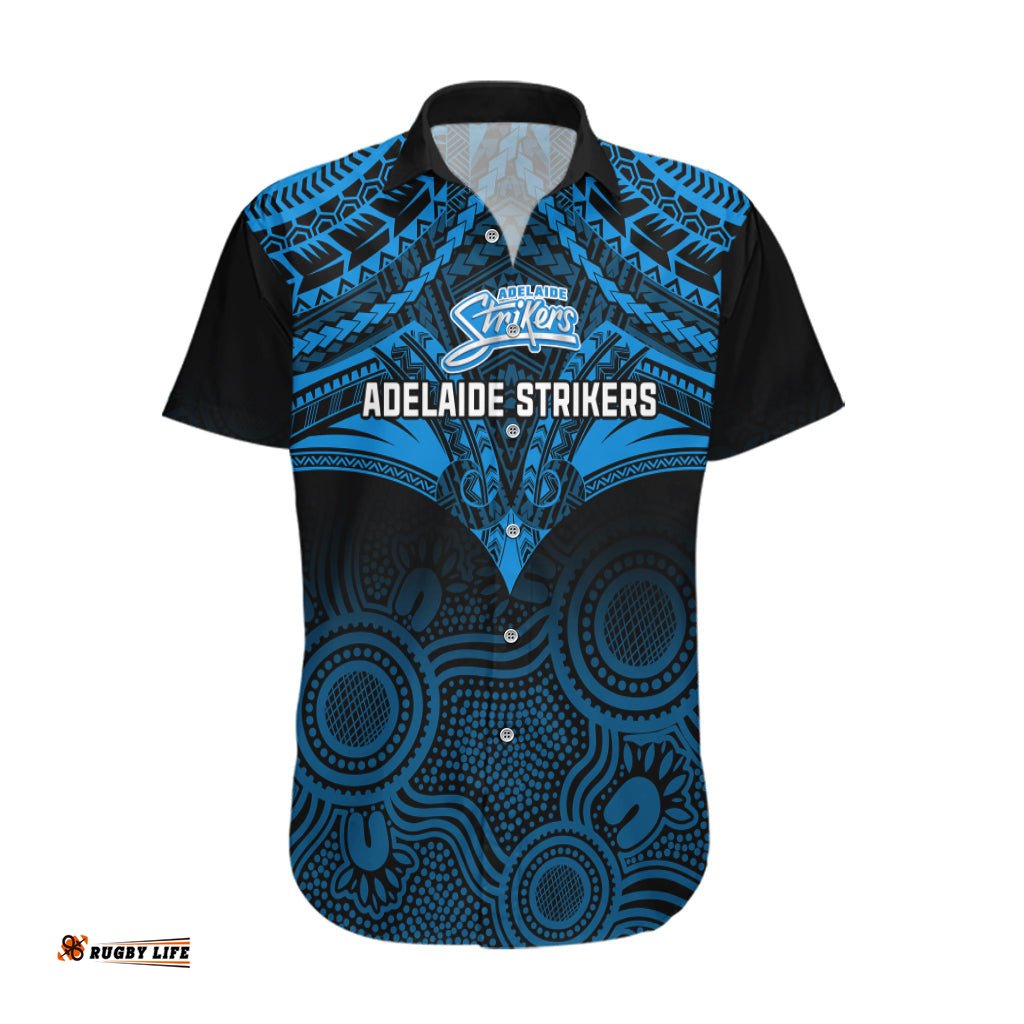 Custom Adelaide Strikers Cricket Hawaiian Shirt Unique Indigenous Art Mix Polynesian Pattern