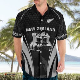New Zealand Aotearoa Rugby Hawaiian Shirt Haka Dance Mixed Silver Fern Sporty Style
