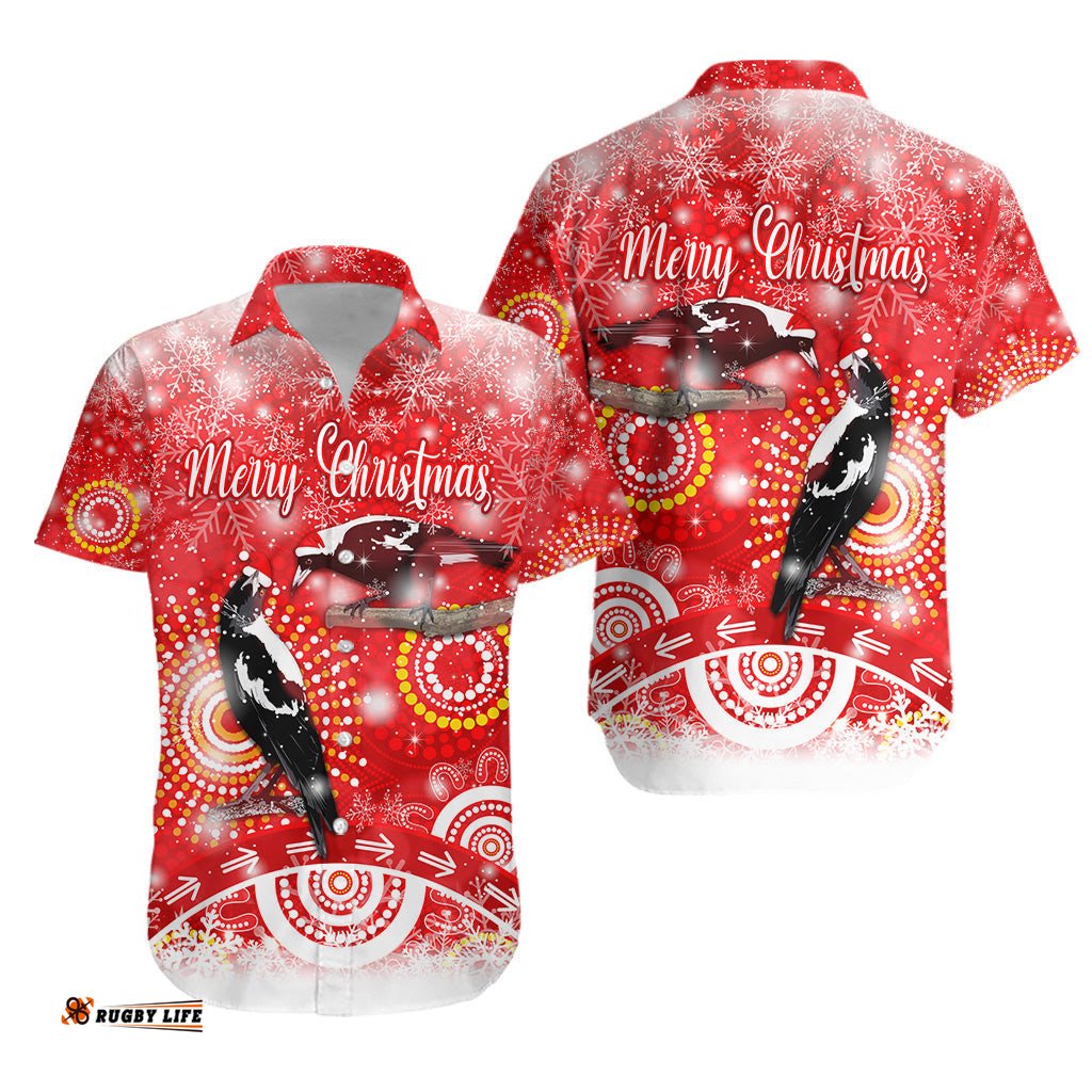 Australian Magpies Christmas Hawaiian Shirt Original Style Red