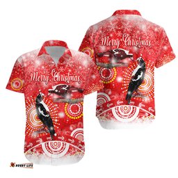Australian Magpies Christmas Hawaiian Shirt Original Style Red