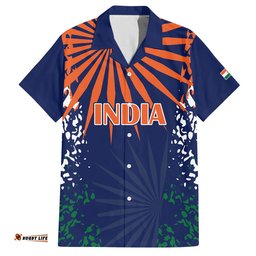 Custom India Cricket Hawaiian Shirt Bharat Simple Flag Style