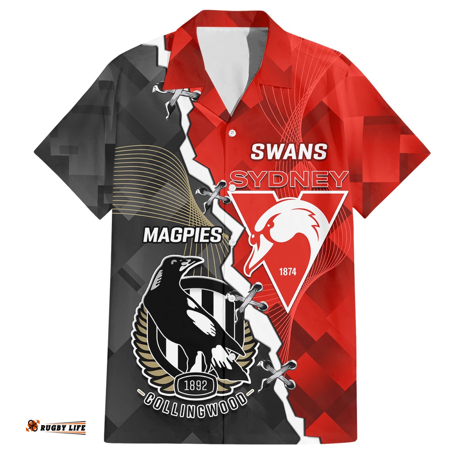 Personalised Collingwood And Swans Football Hawaiian Shirt Together Sporty Style
