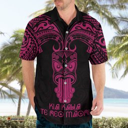 Personalised New Zealand Te Reo Maori Hawaiian Shirt Kia Kaha Maori Language Week Pink Style