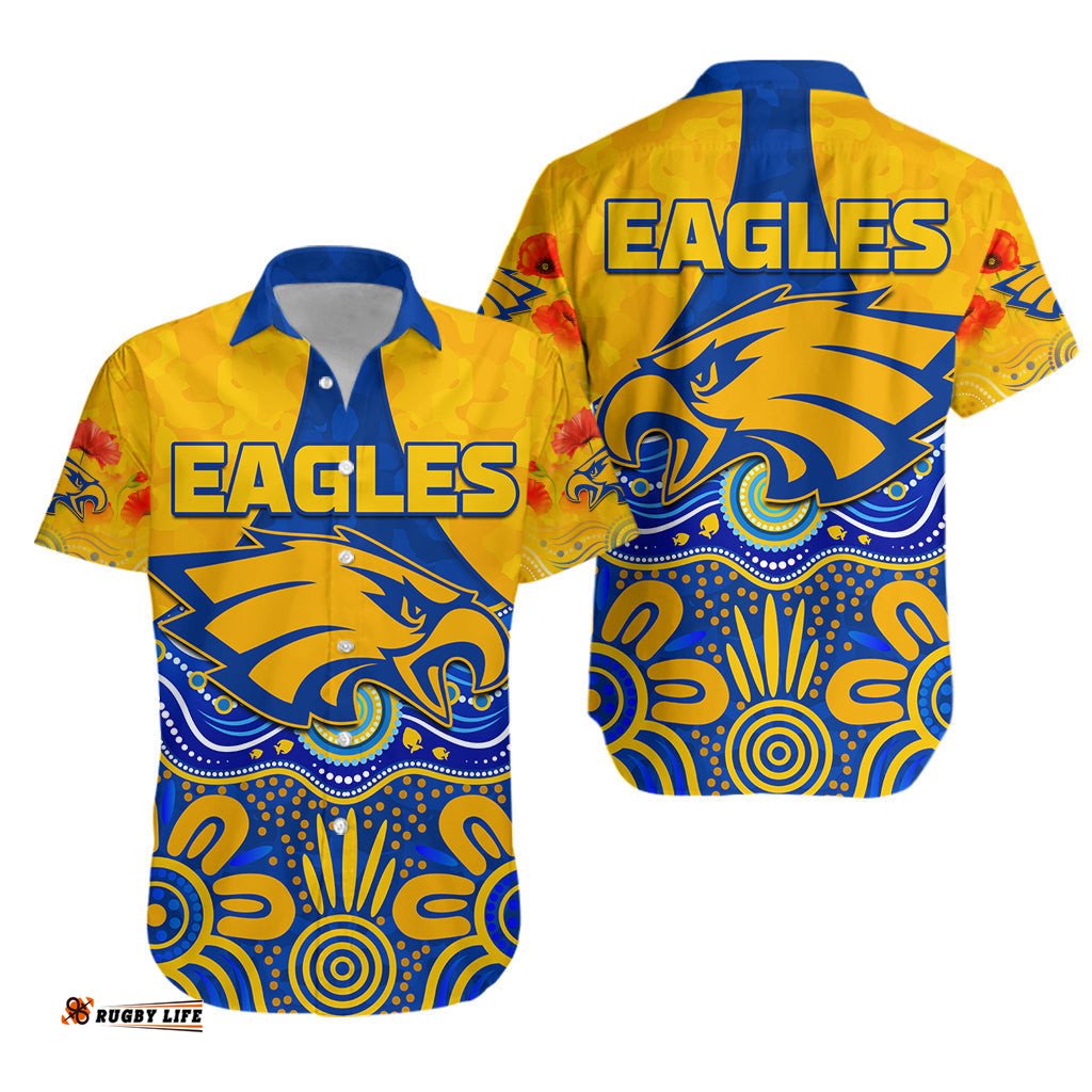 Eagles ANZAC Hawaiian Shirt West Coast Aboriginal Remember Them