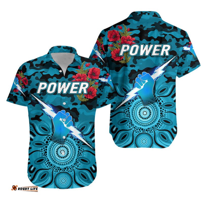 Port Adelaide Power ANZAC Hawaiian Shirt Indigenous Vibes