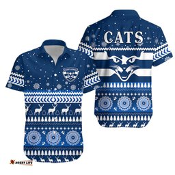 Cats Christmas Hawaiian Shirt Indigenous Geelong Football