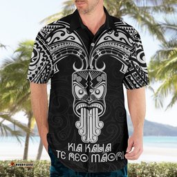 Personalised New Zealand Te Reo Maori Hawaiian Shirt Kia Kaha Maori Language Week Black Style