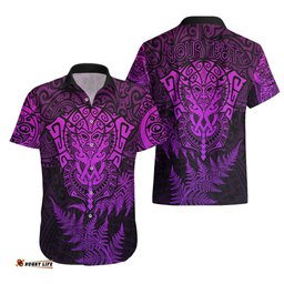 Personalised New Zealand Rugby Hawaiian Shirt Silver Fern All Black Mix Ta Moko Purple Style