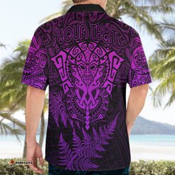 Personalised New Zealand Rugby Hawaiian Shirt Silver Fern All Black Mix Ta Moko Purple Style