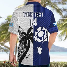Custom Fiji And Scotland Rugby Hawaiian Shirt Fijian Tapa Pattern With Thistle