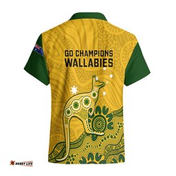 Australia Rugby Hawaiian Shirt Wallabies Kangaroo Indigenous Art