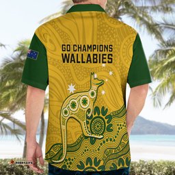Australia Rugby Hawaiian Shirt Wallabies Kangaroo Indigenous Art