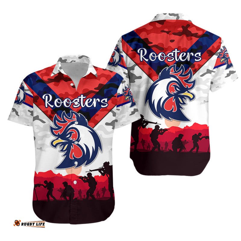 Sydney Roosters ANZAC Hawaiian Shirt Simple Style White