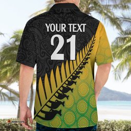 Custom Australia Wallabies and Aotearoa Rugby Hawaiian Shirt Kangaroo Black Fern Maori Gradient Vibe