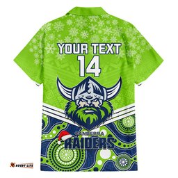 Custom Raiders Rugby Christmas Hawaiian Shirt Merry Xmas Mix Aboriginal Art