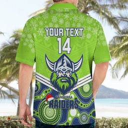 Custom Raiders Rugby Christmas Hawaiian Shirt Merry Xmas Mix Aboriginal Art