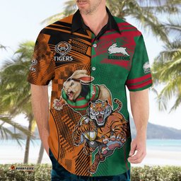 Wests Tigers and Rabbitohs Rugby Hawaiian Shirt Sporty Style