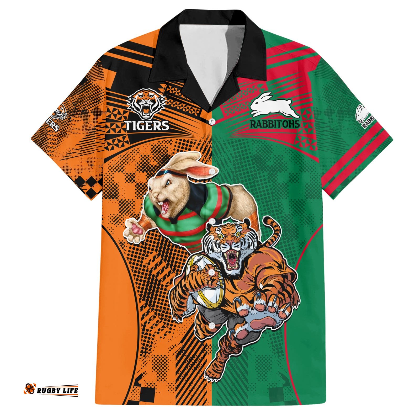 Wests Tigers and Rabbitohs Rugby Hawaiian Shirt Sporty Style