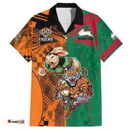 Wests Tigers and Rabbitohs Rugby Hawaiian Shirt Sporty Style
