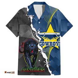Personalised Panthers And Cowboys Rugby Hawaiian Shirt Sporty Version