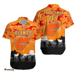 Custom Personalised Greater Western Sydney Giants ANZAC Hawaiian Shirt Simple Style