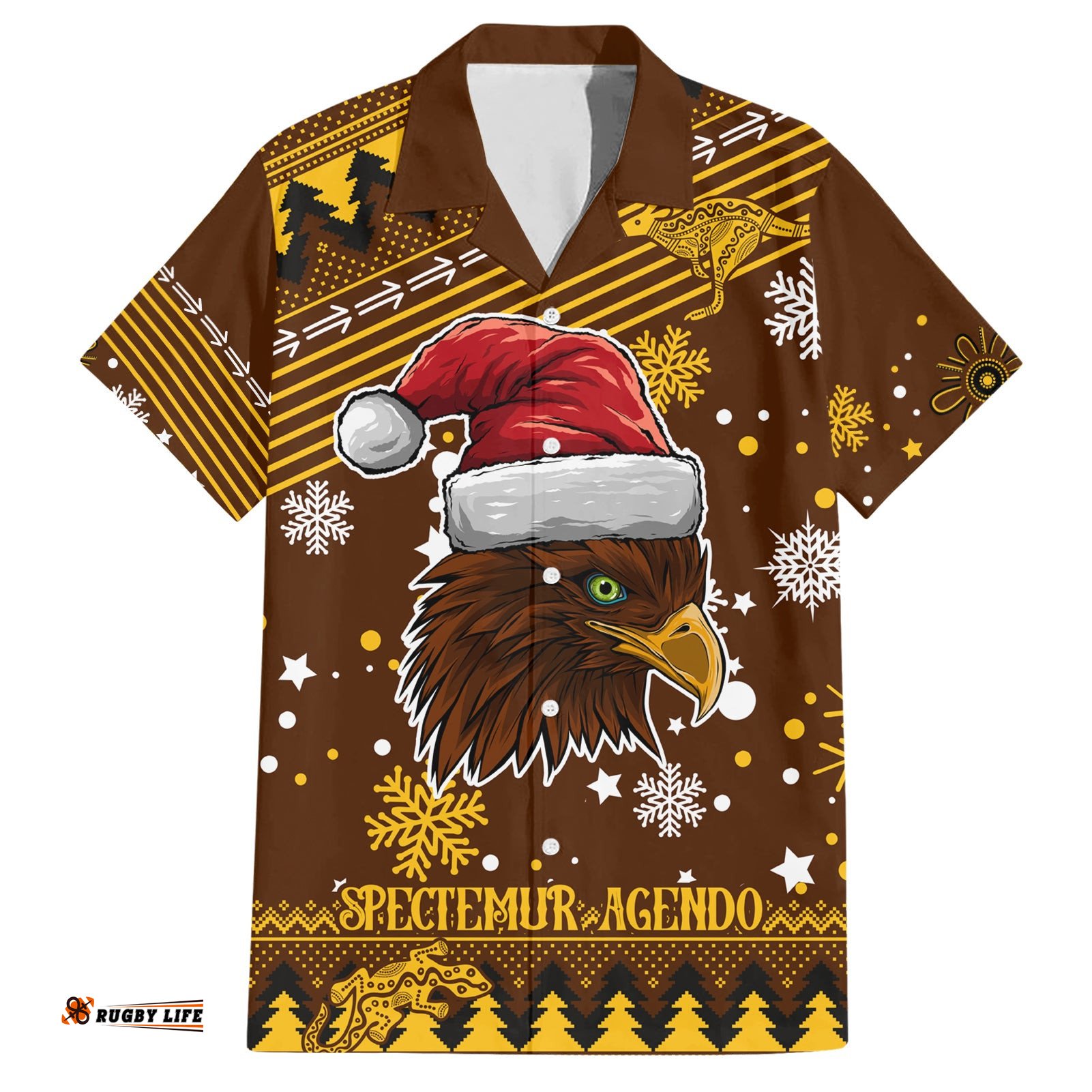 Custom Hawks Football Hawaiian Shirt Spectemur Agendo Christmas Vibe