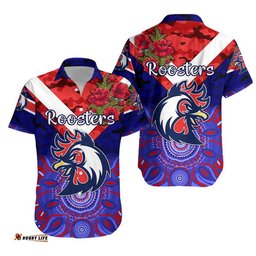 Sydney Roosters ANZAC Hawaiian Shirt Indigenous Vibes Blue