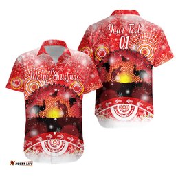 Custom Personalised Australia Indigenous Flag Christmas Hawaiian Shirt Original Style Red