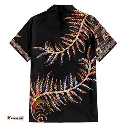 New Zealand Hawaiian Shirt Aotearoa Silver Fern Mixed Papua Shell Red Vibe