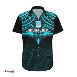 Custom Brisbane Heat Cricket Hawaiian Shirt Unique Indigenous Art Mix Polynesian Pattern