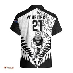 Custom New Zealand Rugby Hawaiian Shirt Proud Aoteroa Stylised Maori Koru