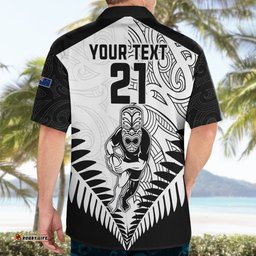 Custom New Zealand Rugby Hawaiian Shirt Proud Aoteroa Stylised Maori Koru