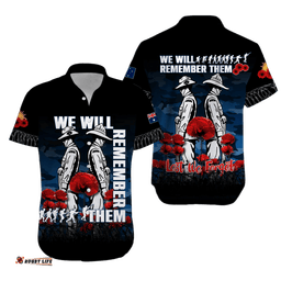 Australia ANZAC Hawaiian Shirt Camouflage With Poppy Blue