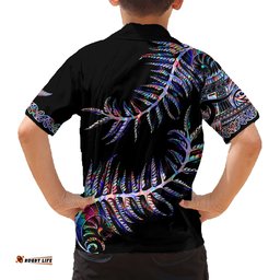 New Zealand Hawaiian Shirt Aotearoa Silver Fern Mixed Papua Shell Purple Vibe